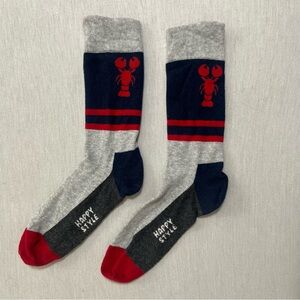 Men's Lobster Crew Socks - Gray, Red, and Navy